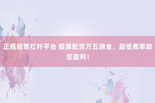 正规股票杠杆平台 股票配资万五佣金，超低费率助您盈利！