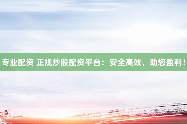 专业配资 正规炒股配资平台：安全高效，助您盈利！