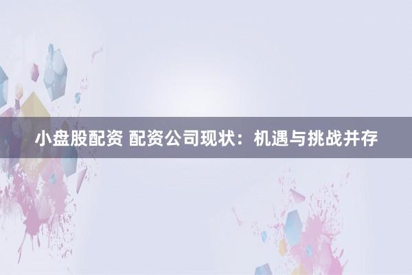 小盘股配资 配资公司现状：机遇与挑战并存