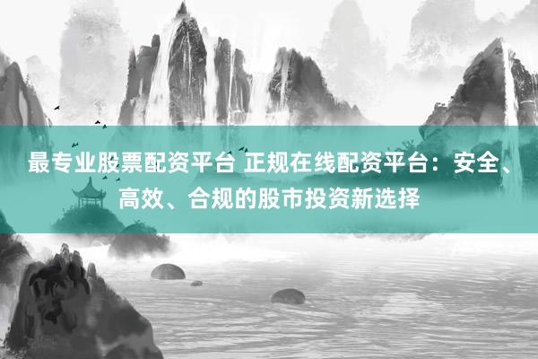 最专业股票配资平台 正规在线配资平台：安全、高效、合规的股市投资新选择