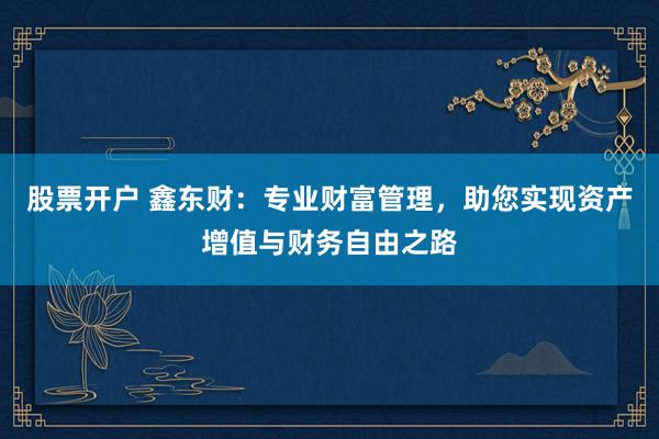 股票开户 鑫东财：专业财富管理，助您实现资产增值与财务自由之路