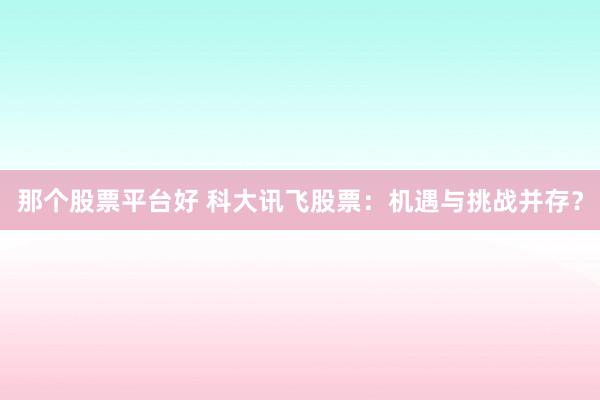 那个股票平台好 科大讯飞股票：机遇与挑战并存？