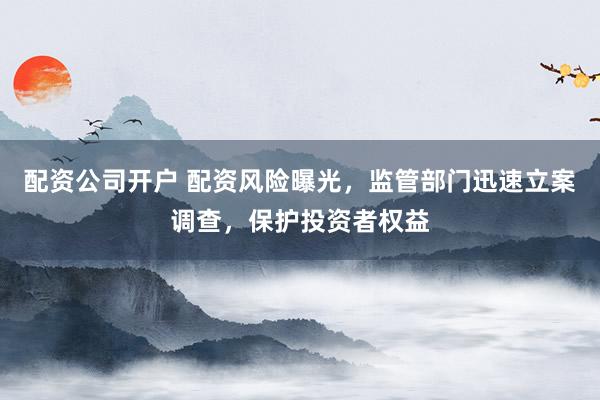 配资公司开户 配资风险曝光，监管部门迅速立案调查，保护投资者权益