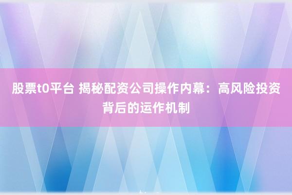 股票t0平台 揭秘配资公司操作内幕：高风险投资背后的运作机制