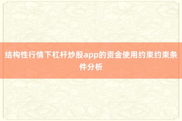 结构性行情下杠杆炒股app的资金使用约束约束条件分析