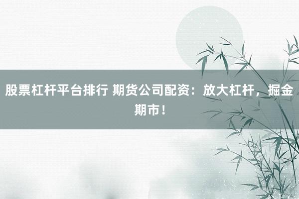股票杠杆平台排行 期货公司配资：放大杠杆，掘金期市！