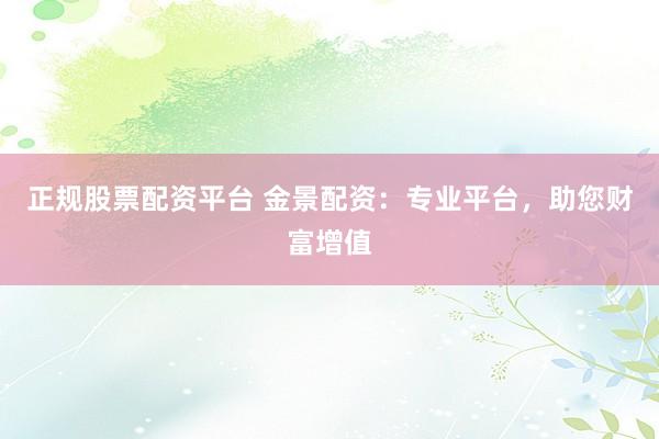 正规股票配资平台 金景配资:专业平台,助您财富增值